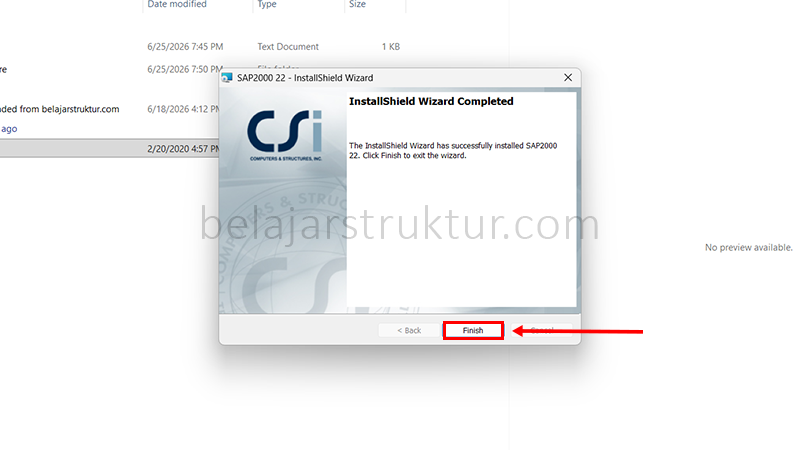Klik Finish setelah proses instalasi selesai untuk menutup wizard instalasi.