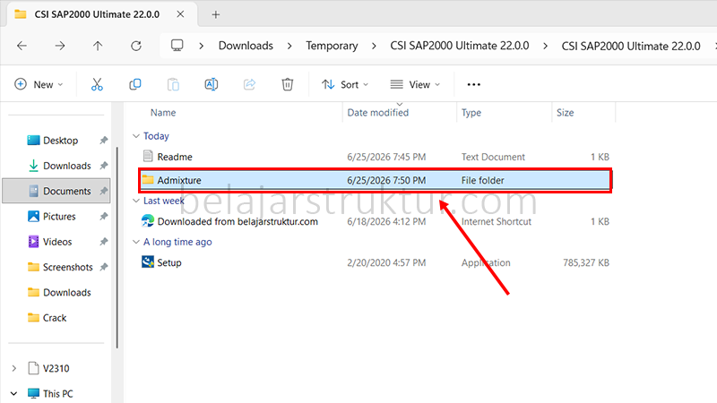 Buka folder Admixture yang berada dalam folder setup hasil ekstraksi untuk mengakses file aktivasi.