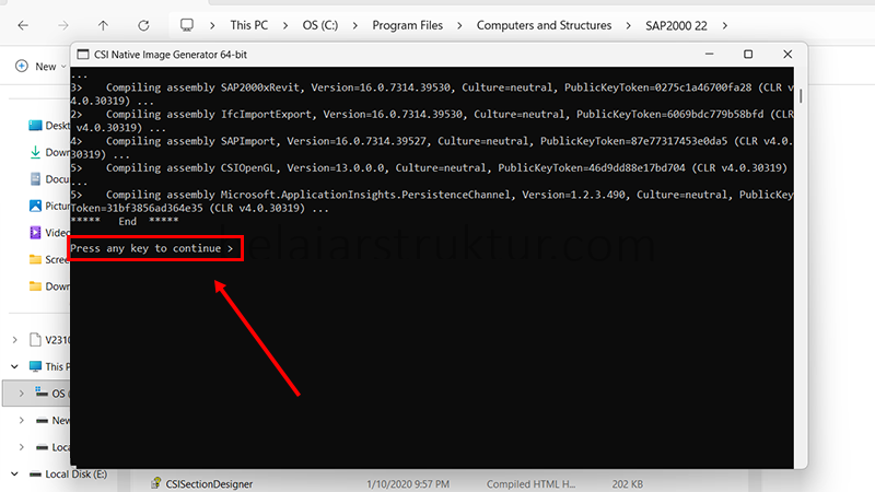 Native image selesai diinstall. Tekan tombol apapun untuk keluar dari Command Prompt.